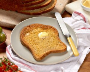 buttered toast on a plate